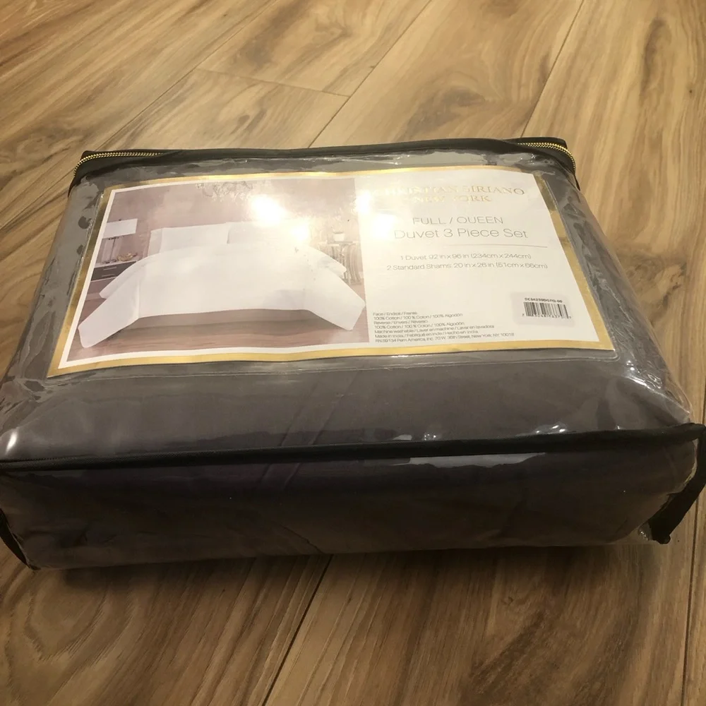 Christian Siriano NY 3 Piece Full/Queen Duvet Set-Dark Gray